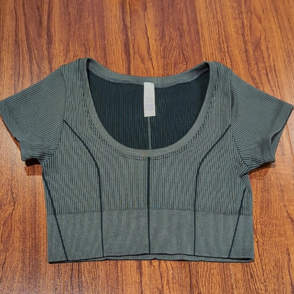 Aerie Green Ribbed Crop Top